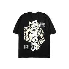 DARCSPORT American-Style  Retro T-Shirt For Couples, Men's Top, Pure Cotton Loose-Fit Round-Neck T-Shirt - Đen và đen - Xem 4