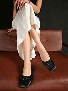 2026春夏新款女鞋，蝴蝶结装饰芭蕾平底鞋 - 黑色 - 查看 5