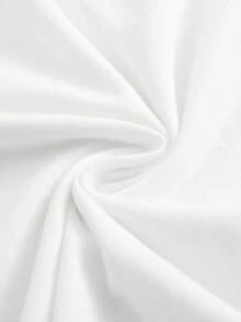 Women's One-Size-Fits-All Short-Sleeved T-Shirt With A Round Neck And Medium-Stretch Fabric - Machine Washable Fit Suitable For All Seasons, Casual Blouse, Minimalist Plain Base For Layering Or Wearing Alone, Non-Round Neckline, 2D Flat - 白色 - 查看 4
