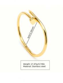 1pc Classic Nail Bangle/Single/Stacked Minimalist Delicate Four-Leaf Clover Thin Chain Bracelet, Adjustable Length Stainless Steel Jewelry Set, Suitable For Women's Daily Outfit, Party, Commute, Birthday Gift For Friends - Yellow Gold - View 12