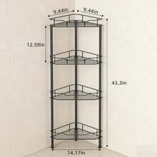 Organizador de Baño Esquinero para Regadera sin Taladro Estante de Ducha con 4 Repisas Removibles y Ajustables Fácil Instalación Revestimiento Antióxido Ideal para Esquina de Bañera y Azulejo A 7592745393698 - A - Ver 2