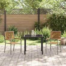vidaXL Chaises empilables de jardin 2 pcs Marron et gris - A - Voir 3