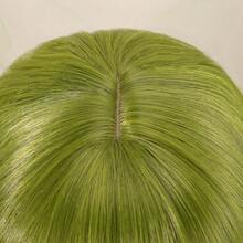 Peruca feminina verde-clara encaracolada, 35 cm (14 polegadas), corte bob ondulado e volumoso com franja, feita de material sintético. Possui touca de rede respirável na cor rosa. Ideal para uso diário, festas, férias, festivais e para se fantasiar. Uma peruca sexy, romântica, elegante, minimalista e casual, resistente ao calor. - Verde - Ver 5