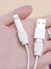 2 piezas Protector de cable de carga de teléfono de uso múltiple, funda de cable de datos, accesorio de teléfono protector de cable - Blanco - Ver 9