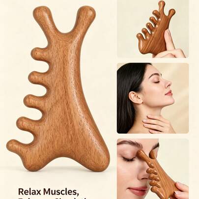 Máy mát xa đầu và mặt đa năng 4 trong 1, bao gồm lược mát xa da đầu, dụng cụ massage mặt Gua Sha, bàn chải tóc chống tĩnh điện, lược uốn tóc, lý tưởng cho chăm sóc tóc, mát xa mặt và du lịch.