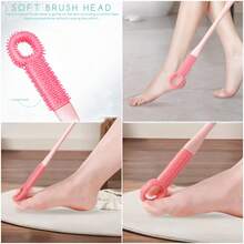Long Handle Toe Cleansing Brush, Silicone Foot Scrubber Can Clean Toe Gaps, No Need To Bend Over To Deeply Clean Feet, Bathroom Shower Foot Care Tool - A - View 2