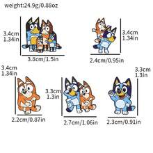 6pcs Cartoon Bluey Bingo Chilli Cute Cattle Dog Animal Enamel Brooch Set - Multicolor - View 11