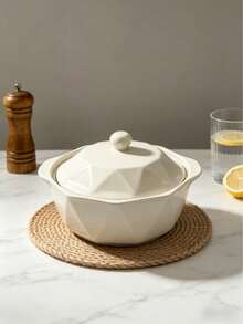 Cream White Ceramic Soup Pot Set With Lid, 4 Texture Options, INS Cream Style Highly Attractive Design, Premium High-Temperature Resistant Ceramic Material, Lid Locks Temperature And Freshness, Smooth Glazed Surface Easy To Clean, Suitable For Microwave, Oven, Refrigerator And Multiple Scenarios, Ideal For Home Soup, Stewing, Family Gatherings And Portioning, Suitable For Housewives, Food Lovers And Renters, Perfect Gift For Eid Feast, Housewarming, Combines Practical Kitchen Function With Home Decor Effect, Multi-Purpose Pot Fits Various Kitchen Styles And Dining Needs - View 11