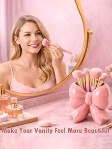 1pc High-End Donut Bow Nordic Style Makeup Brush Holder, Makeup Brush Storage Box, Comb Holder, Foundation Brush Rack, Multi-Functional Pen Cup Decor, Large Capacity, Suitable For Office, Home Decor And Storage, Best Mother's Day Gift - 1 - View 4