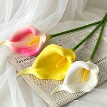 6pcs/Set (2 White + 2 Pink + 2 Yellow) Artificial Silk Lily And Calla Lily Flowers, Approx. 33.99cm Long, Suitable For Mother's Day, Easter, Home, Kitchen, Wedding Decoration, Bridal Backdrop, Bouquets, Corsages, Arch, Party, Gifts, Restaurant Centerpieces - Multicolor - View 7