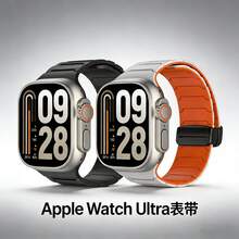 1条盔甲纹硅胶表带，兼容 Series 10 SE 9 8 7 6 5 4 3 Ultra 3 2 1，49mm 44mm 45mm 40mm 42mm 46mm 41mm 38mm，磁吸式硅胶表带，防水运动休闲款，替换表带 - 彩色 - 查看 1