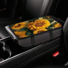 1pc Sunflower Printed Armrest Pad, Car Center Console Armrest Mat - Printing - View 7