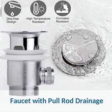 Grifo de lavabo con desagüe de varilla, grifo pequeño para baño, aseo de invitados, color plata. - S - Ver 4