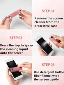 1/2/3Pcs 3 In 1 Phone Screen Cleaner Spray Portable Tablet Mobile Phone Touch Screen Cleaner Microfiber Cloth Set Glass Cleaning Artifact - Multicolor - View 11