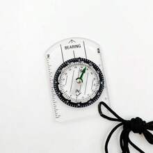 1pc Mini Acrylic Map Compass With Ruler - Transparent Portable Navigation Tool With Lanyard, Suitable For Hiking, Camping And Orienteering - one-size - View 9