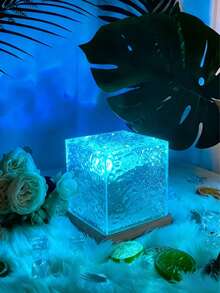 16 Color Aurora Projection Night Light, Glowing Cube Crystal Lamp With Touch/Remote Control, USB Wave Projector Night Light, Valentine's Day Decor, Room Decor, Bedroom, Gift - Multi-color light - View 7