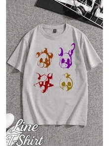 FNAF  T-Shirt Featuring Chica, Bonnie, Foxy, An Indie Game, Horror Movie, Killer Robot, Geek, Colorful, Gray, Unisex, Men's And Women's, 100% Cotton, Premium Top, Streetwear, New Release, Immediate Shipping, Various Colors!! Plus Size - 玩具熊的五夜後宮3 灰色 - 查看 2
