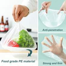 100pcs/300pcs Disposable Cling Film Set And Disposable Shower Cap Set, Suitable For Covering Food Containers, Made Of PE Material, Easy To Store, Odor-Proof, Essential For Kitchen, Father's Day Gift - Multicolor - View 4