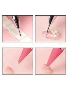 Caneta de Pontilhado de Unhas 2 em 1, Aplicador e Removedor de Strass, Lápis de Cera, Brocas de Broca de Unha com Flor de Cristal, Adequado para Pintura DIY, Bordado, Arte de Unhas - Multicolorido - Visão 7