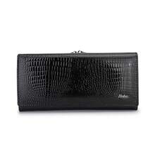 Women's Full Genuine Leather Wallet, Patent Leather Pattern, High-End Feel, Large Capacity Clutch Bag - Black - View 12