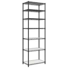 SONGMICS 7-Tier Storage Shelves, Wire Shelving Unit, Kitchen Metal Shelves, Storage Rack With Adjustable Shelves, Shelf Liners, 8 Hooks, For Garage - 黑色 - 查看 6
