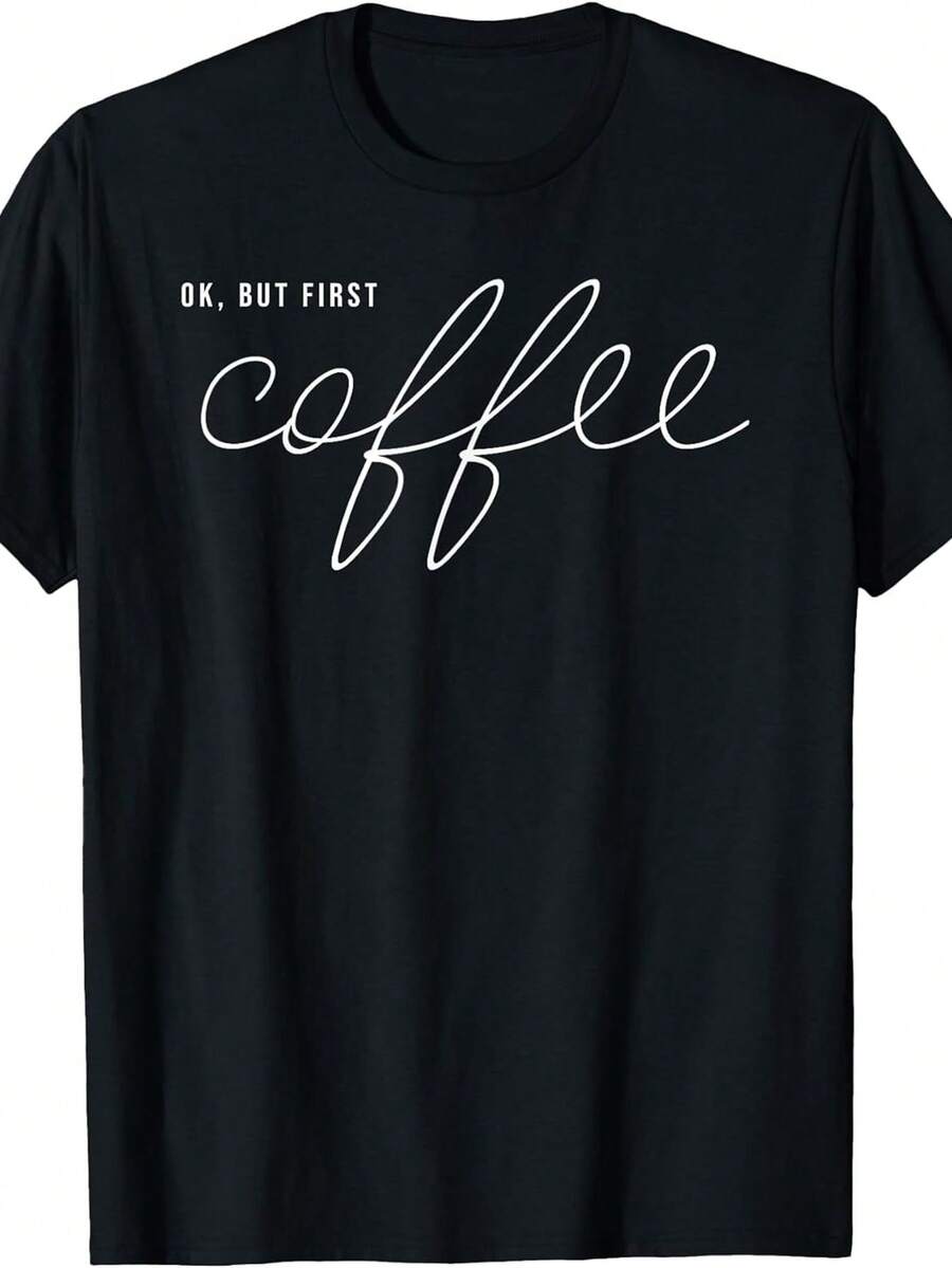 Está bien, pero primero café Camiseta - Negro - Ver 1