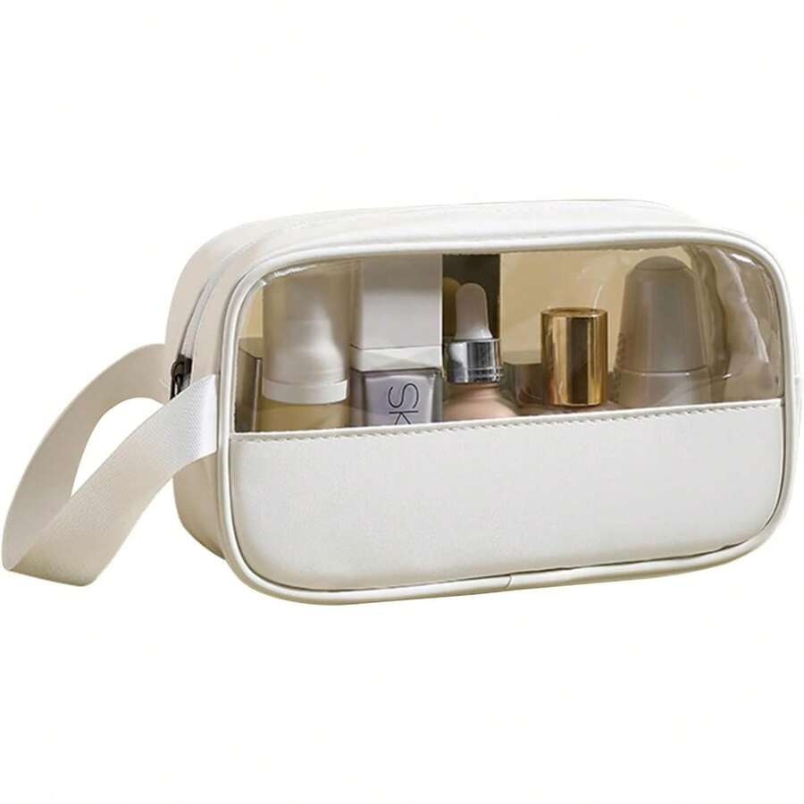 Estuche de Maquillaje Transparente Negro Resistente Almacenamiento de Aseo Personal - Negro - Ver 1