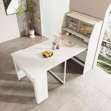 Extendable Dining Table, 52/132.5 X 80 X 76 Cm, One-Way Extendable Table, Dining Room Storage Cabinet, Dining Table With Storage, Rectangular Dining Table, Coffee Table, Space-Saving Multifunctional Dining Table, White - 白色 - 查看 3