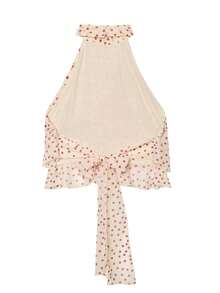 Áo croptop chấm bi mùa hè cổ yếm, hở vai, lưng trần, nhiều lớp cho nữ, trang phục dự tiệc lễ hội mùa xuân, câu lạc bộ, tiệc tùng, màu hồng phong cách Y2K dễ thương. - Màu Hồng baby - Xem 7
