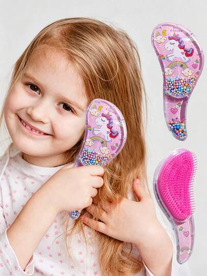 Transparent Cartoon Air Cushion Anti-Static Massage Comb, Cute Girl Hair Brush, Home & Dorm Use Air Bubble Comb