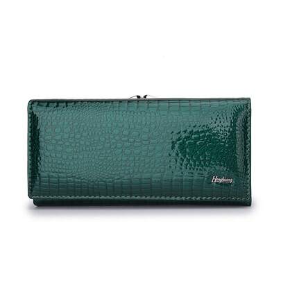 Women's Full Genuine Leather Wallet, Patent Leather Pattern, High-End Feel, Large Capacity Clutch Bag