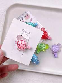 Clip para el cabello con diseño de tortuga de dibujos animados, accesorio creativo para el flequillo - Multicolor - Ver 4