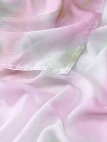 1pc Women's Floral Watercolor Print Hijab, Printed Hijab, Wave Print, Dual-Color Bohemian Style, Digital Watercolor Chiffon Hijab Headscarf, Fashionable And Versatile, Multifunctional Sunscreen Scarf, Can Be Used As Headscarf, Waistband, Shawl, Suitable For All Seasons, Daily Wear - 彩色 - 查看 7