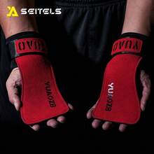 1 Paio di guanti da fitness obliqui, in vera pelle a 3 strati, antiscivolo e resistenti all'usura, con supporto regolabile per il polso, adatti per pull-up, sollevamento pesi, manubri, protezione dai calli - cintura di  inclinata - Visualizzare 1