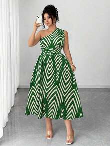 Vestido maxi de punto con estampado floral azul y blanco para mujer de talla grande, adecuado para volver al colegio, graduación, San Valentín, festival de música, Día de la Madre, Halloween, Acción de Gracias, Pascua, Baile de graduación, citas, temporada de bodas, viajes al aire libre - Verde - Ver 3