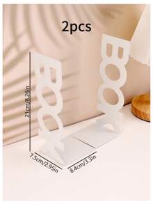 2Pcs/Set Creative Letter Pattern Iron Bookend, Minimalist Aesthetic Metal Desktop Organizer, Premium Solid Iron Material, Anti-Slip Stable Bottom Design, Hollow Out Letter Art Shape, Modern Nordic Simple Style, Sleek Monochrome Texture, Anti-Tilt Heavy Duty Structure, Rustproof Wear Resistant Details - Multicolor - View 9