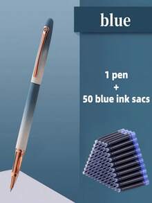Set 51pcs/(1 Pulpen Logam + 50 Kartrid Tinta Isi Ulang) Pulpen Ballpoint Logam Warna Ombre, Tulisan Halus, Cocok untuk Menulis Sehari-hari, Latihan Kaligrafi, Desain Sederhana Namun Elegan, Kembali ke Sekolah - set 51 buah - View 17