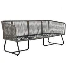 Garden Furniture Set With Galvanized Iron Frame, Grey Rope, Adjustable Legs, Smooth Glass Tabletop, 5-Piece Set, Includes All Seat And Back Cushions. - Grey - View 6