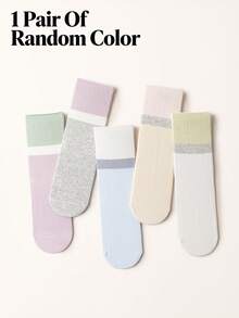 5 đôi tất cotton cổ cao dành cho nữ, tất sọc phối màu, tất mềm mại, thích hợp cho mọi mùa như đi làm/đi học. - Nhiều màu - Xem 14