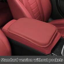 PU Leather Car Armrest Box Protective Pad, 12in * 8in Central Armrest Cushion, Smooth Surface, Two Options (Two Pockets Or No Pockets), Convenient For Centralized Storage And Searching, Car Interior Accessories - Glossy PU Leather - View 14