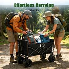 Nuevo carrito portátil para camping, carrito de jardín todoterreno, carrito multiusos de uso pesado, carrito plegable de gran capacidad, ideal para camping, jardinería, la playa, compras y uso diario al aire libre - Negro - 325 libras - Ver 7