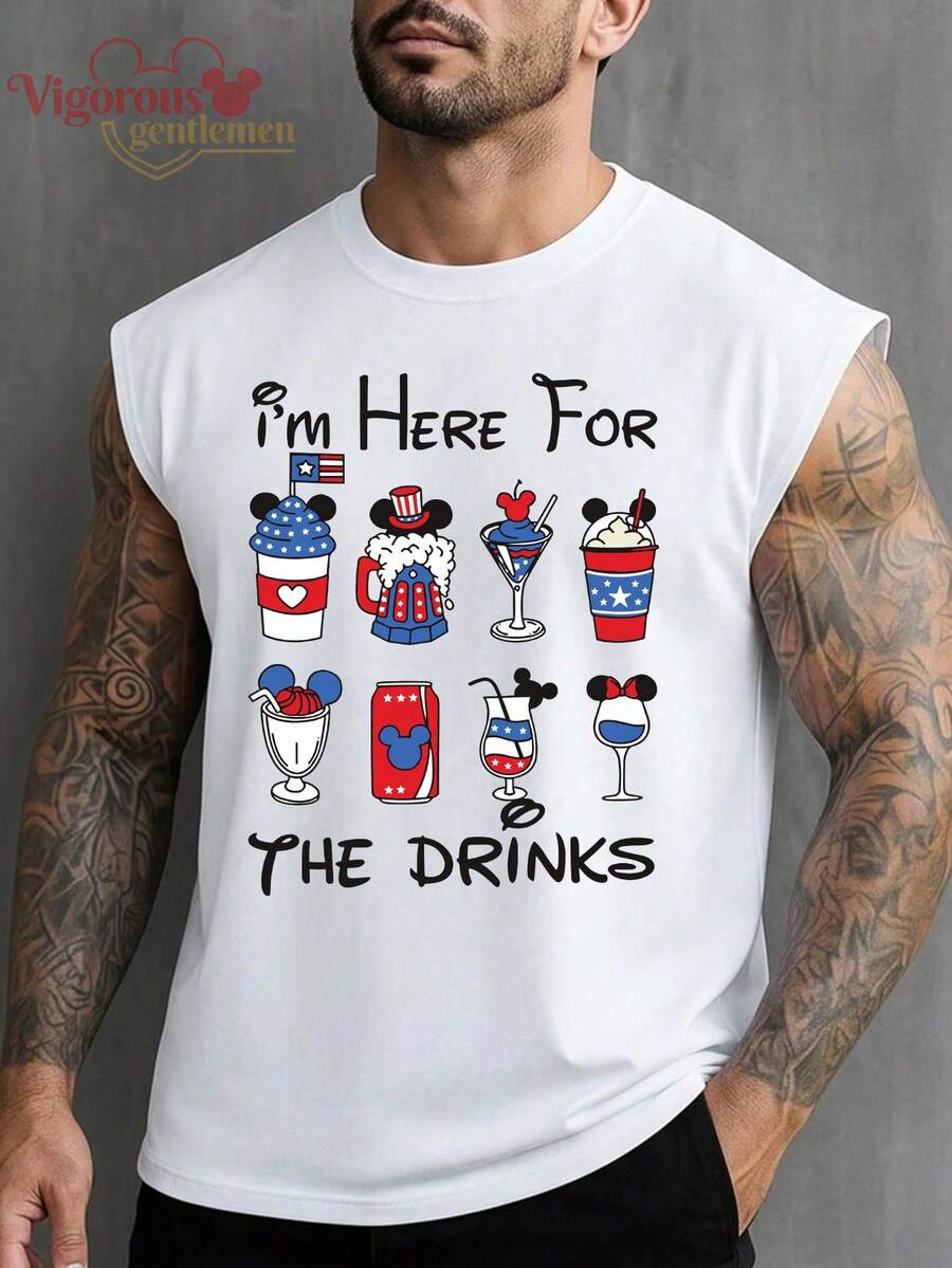 Disney Patriotic American Independence Day Summer Tank Top, Unisex Sleeveless Camisole - trắng - Xem 1