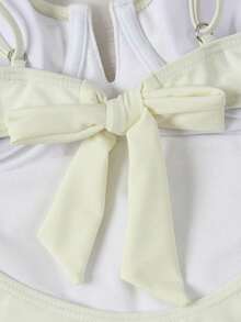 Traje de baño de una pieza negro, de cuello en V, elegante y sexy, de llegada nueva primavera/verano de Polovedo, adecuado para la playa, vacaciones, fiestas y citas - Blanco 2 - Ver 6
