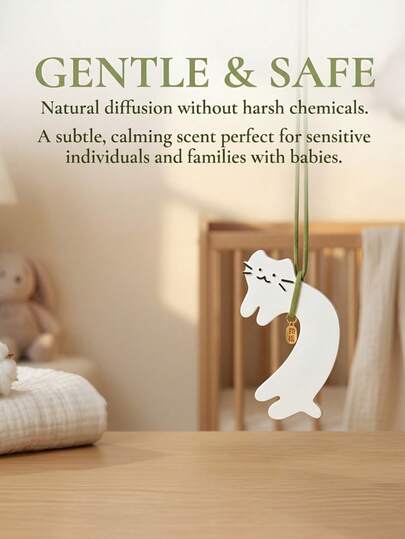 1pc Gypsum Swing Cat Fragrance Pendant, Handmade Natural Gypsum Aroma Diffuser Decor, Holiday Birthday Party Favor, Christmas Ornament, Home Closet Car Fragrance Stone, 9.5*5.8cm, Multiple Scents Available