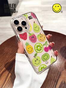 Smiley World SmileyWorld® 1 件装减震全包覆 TPU 材质透明手机壳，饰有笑脸、覆盆子、橙子、樱桃、苹果、梨、猕猴桃、菠萝、草莓等水果图案，采用 UV 印刷工艺，兼容 17、16、15、14、13、12、11 Pro Max，适合作为节日礼物、日常通勤使用，防摔效果极佳，极具吸引力。 - 彩色 - 查看 4