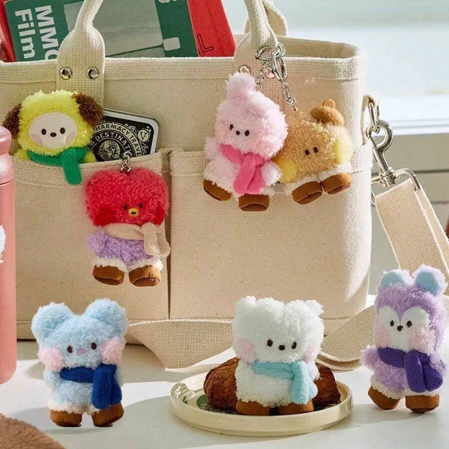 Búp bê nhồi bông nhân vật hoạt hình 10cm, búp bê nhồi bông mềm mại dễ thương mới, hình người bạn hoạt hình mùa đông với khăn quàng cổ mini và ủng đi tuyết, búp bê Cookie đáng yêu, món quà Giáng sinh và sinh nhật tuyệt vời dành cho bạn bè.