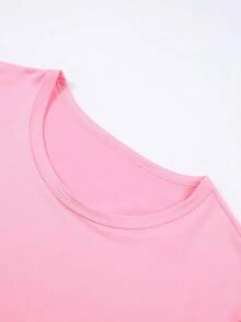 Disney-Inspired Design Featuring Minnie Mouse Cupping Her Face + Star-Patterned Print. Women's Casual Cotton T-Shirt Perfect For Spring And Summer. Ideal As A Holiday Gift Or Birthday Present. - Hồng - Xem 4
