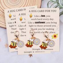 3/5/10pcs Diligent Sunflower Bee & Daisy Design Keychain Set, Gratitude Theme Pocket Hug Gift, Pocket Hug Token, For Backpack, Pencil Case, Phone Keychain Pendant. Suitable For Birthday, Friendship Gift, Party Decor, For Both Men And Women. A Natural Healing Fresh Gift. For Students Facing Exams, Enrollment, Job Hunting, New Semester. - Multicolor - View 6