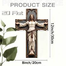 1pc Large 8x12 Inch Religious Christian Cross Plaque - Crucifixion Scene Decor, With Cross, Suitable For Home, Church, Office - Christmas, Easter, Thanksgiving, Halloween Decor - Durable Artificial Wood Structure - Spiritual Gift Idea - Multicolor - View 18