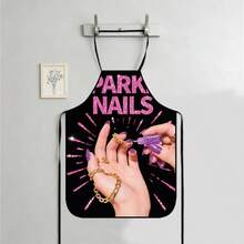 Adjustable Lace-Up Apron With Interesting Nail Art Pattern, Suitable For Kitchen, BBQ, Nail Salon, Party & Cosplay, Butterfly Print Design - LIWQ0041 - View 18